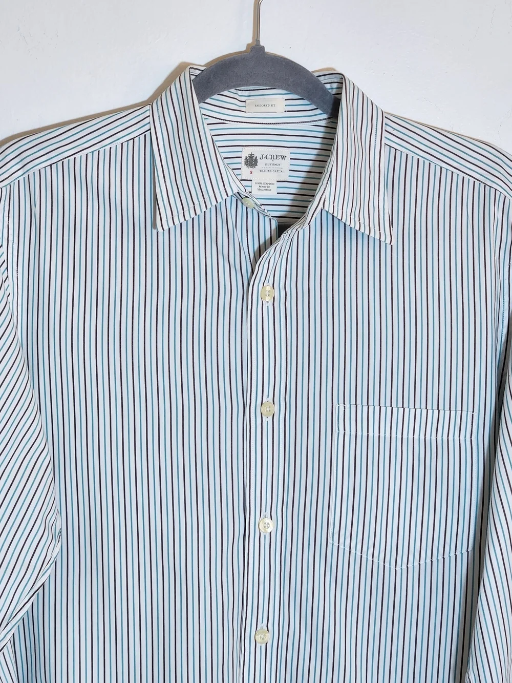 J. Crew Washed Casual Blue and Black Stripe Button Up Shirt Size Small